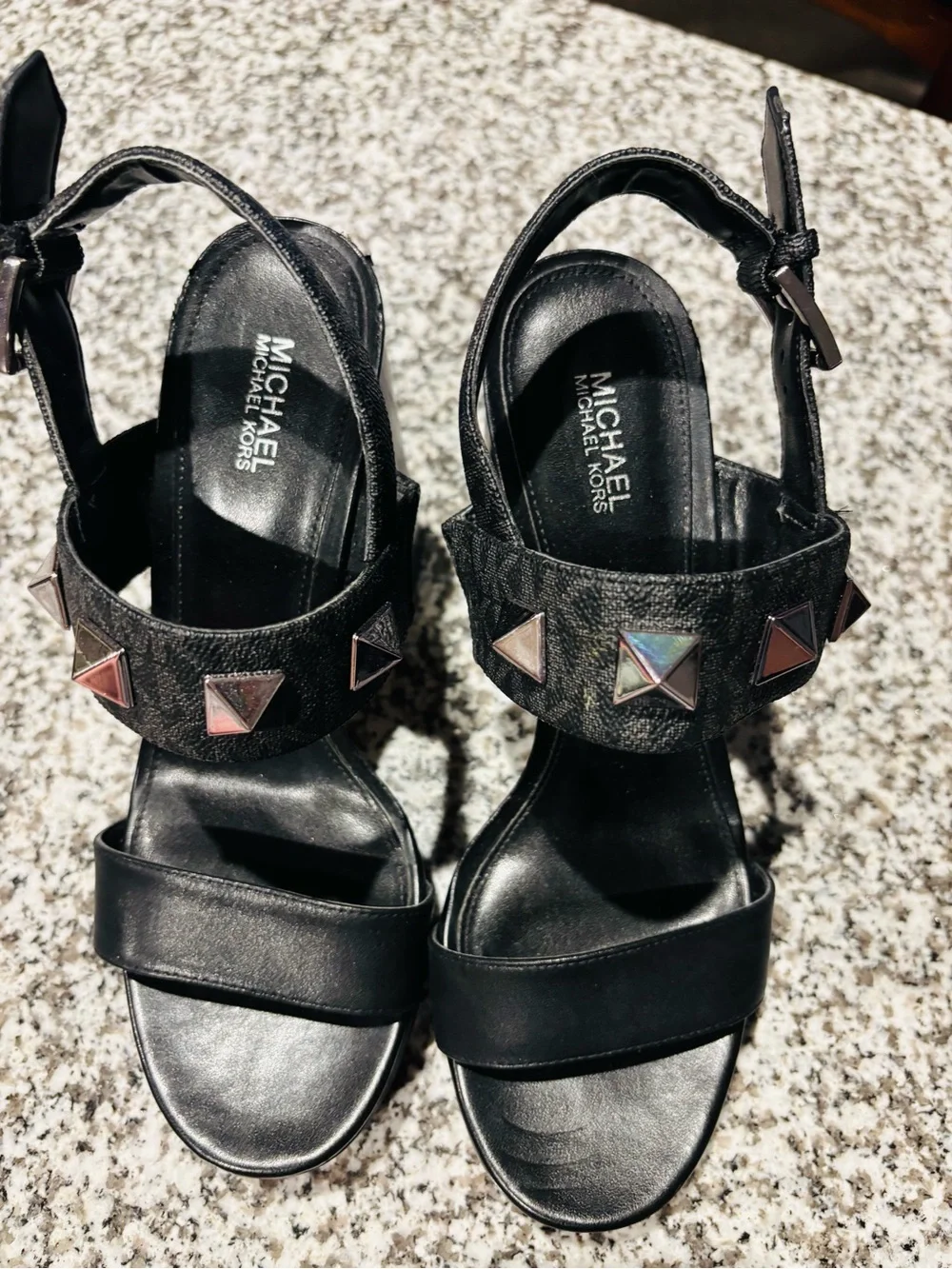 Michael Kors Black Studded Platform Sandal